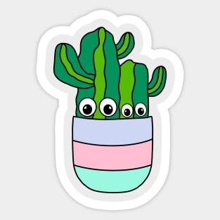 Cute Cactus Design #267: Cacti Bunch In Pretty Pot Sticker